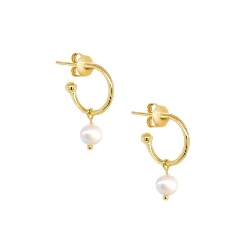 Gold Vermeil Dangle Pearl Hoops