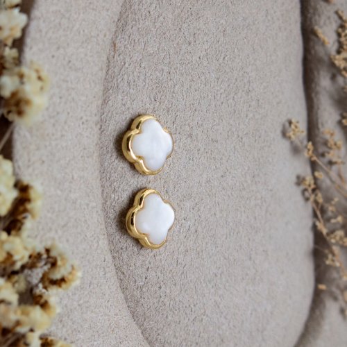 Gold Vermeil Fortuna Stud Earrings with Mother of Pearl