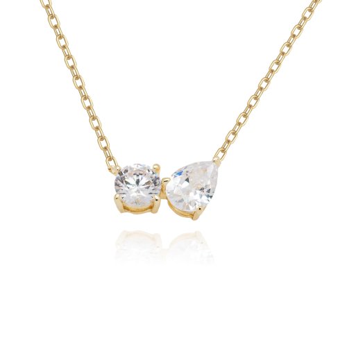 Gold Vermeil Me and You CZ Teardrop Necklace