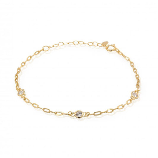 Gold Vermeil Paperclip CZ By The Yard Anklet