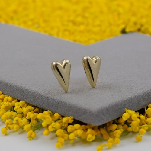 Gold Vermeil Puffed Heart Studs