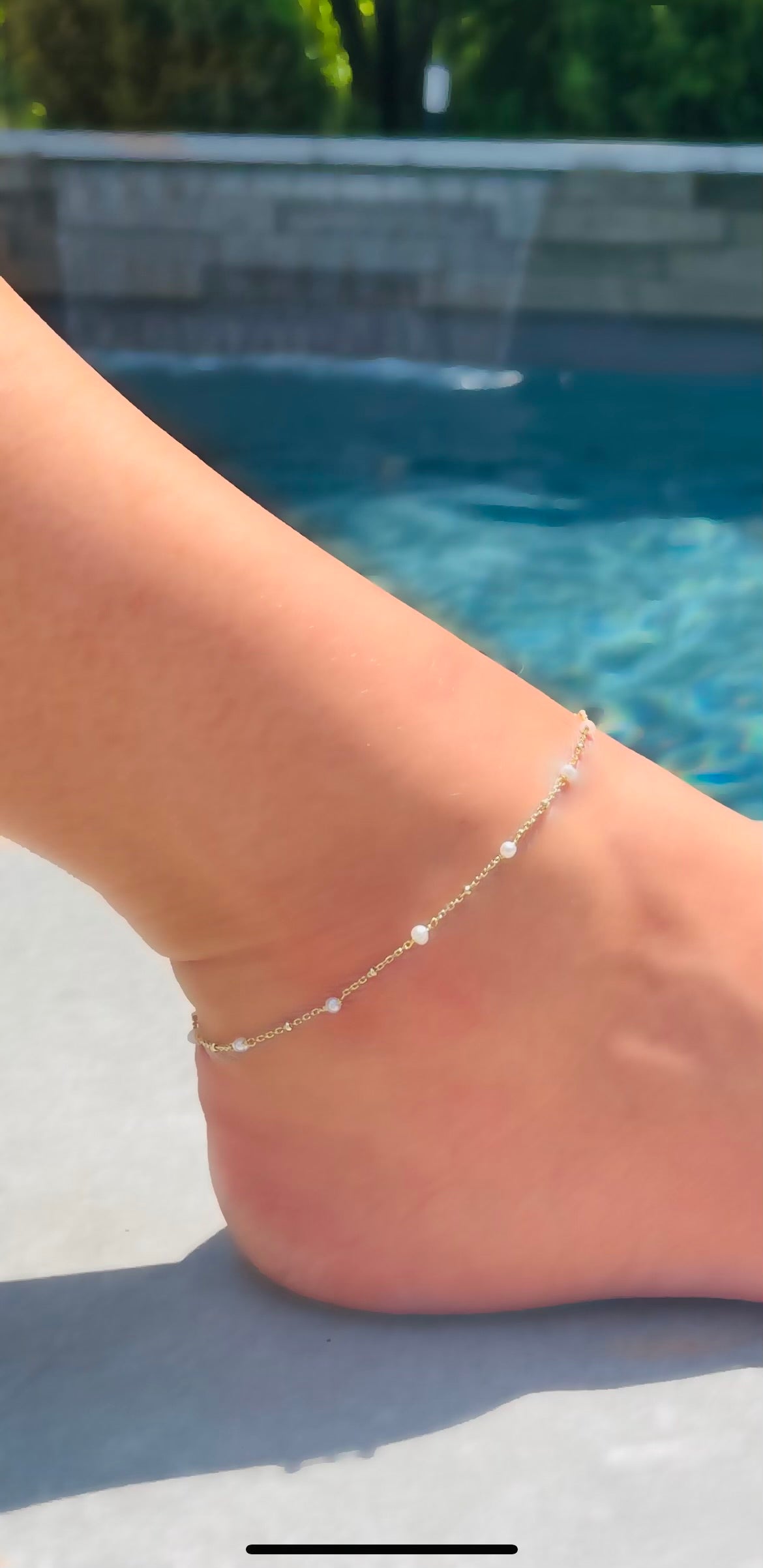 Gold Vermeil Dainty Pearl and Daria Chain Anklet