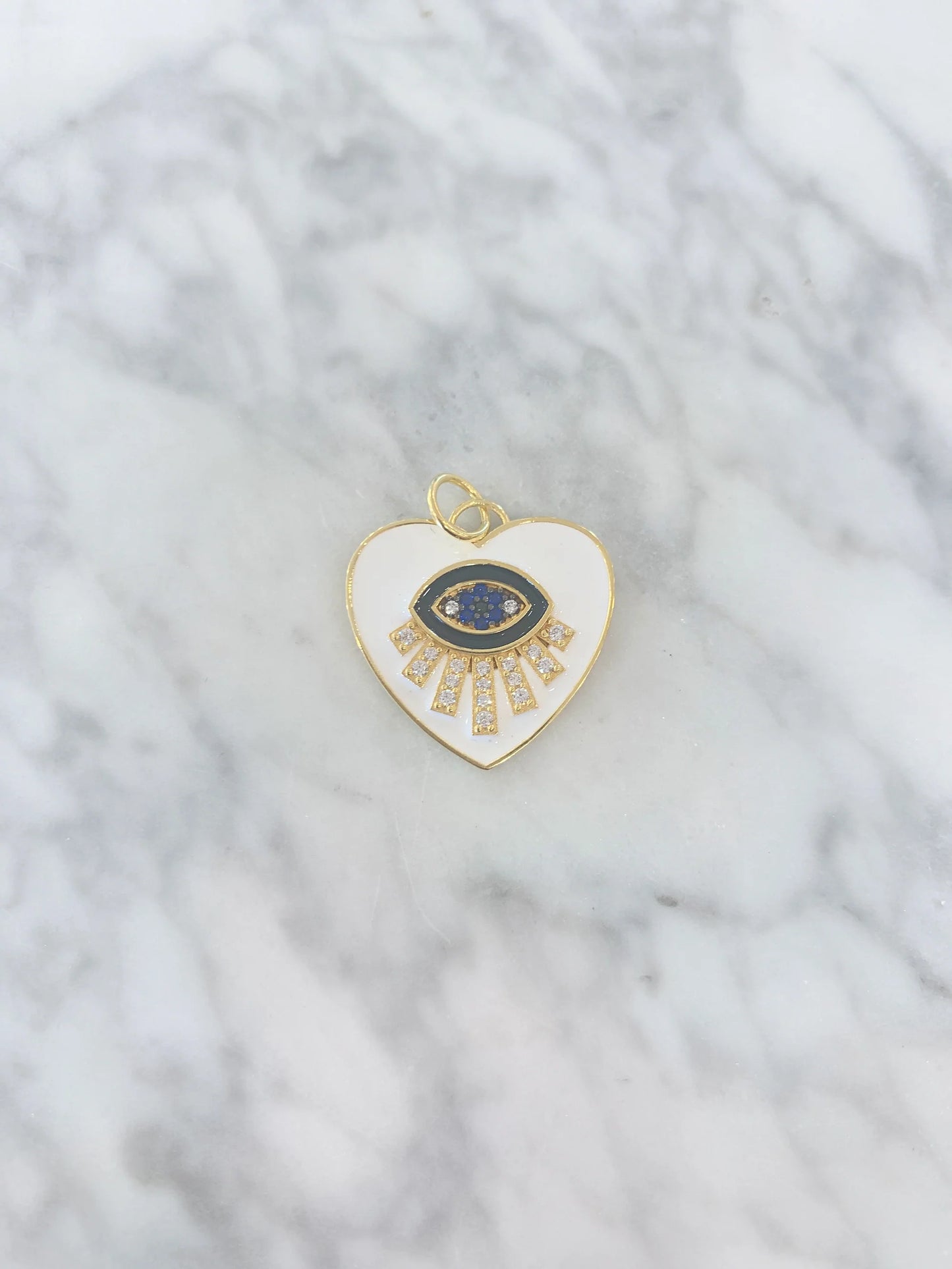 Gold Vermeil White Guardian Eye Heart Charm