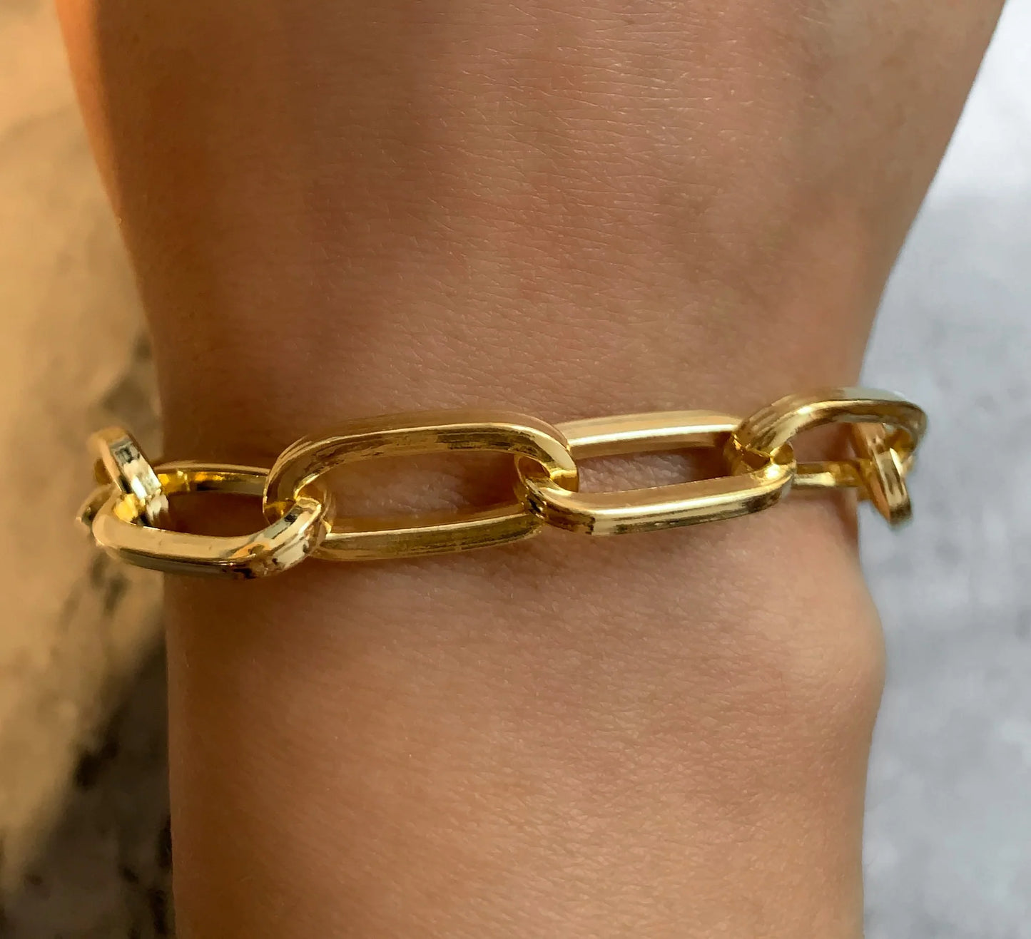 Gold Vermeil Long Link Thick Bracelet