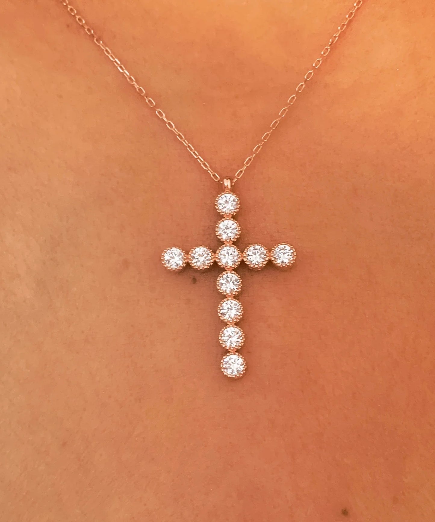 Gold Vermeil CZ Cross Necklace