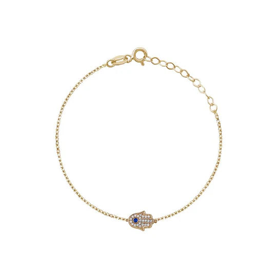 Gold Vermeil Hamsa CZ Bracelet