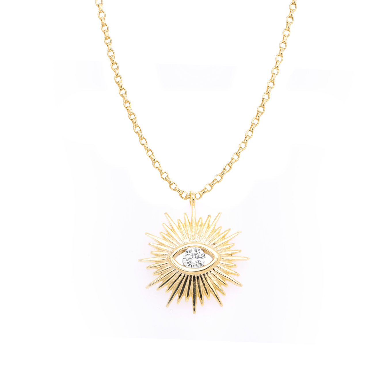 Gold Vermeil Shining CZ Evil Eye