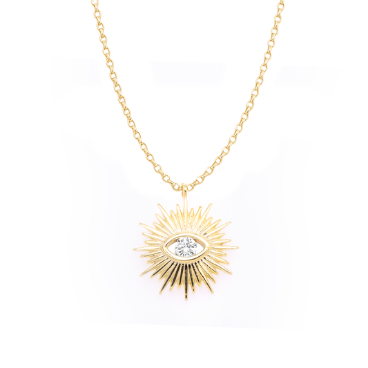 Gold Vermeil Shining CZ Evil Eye