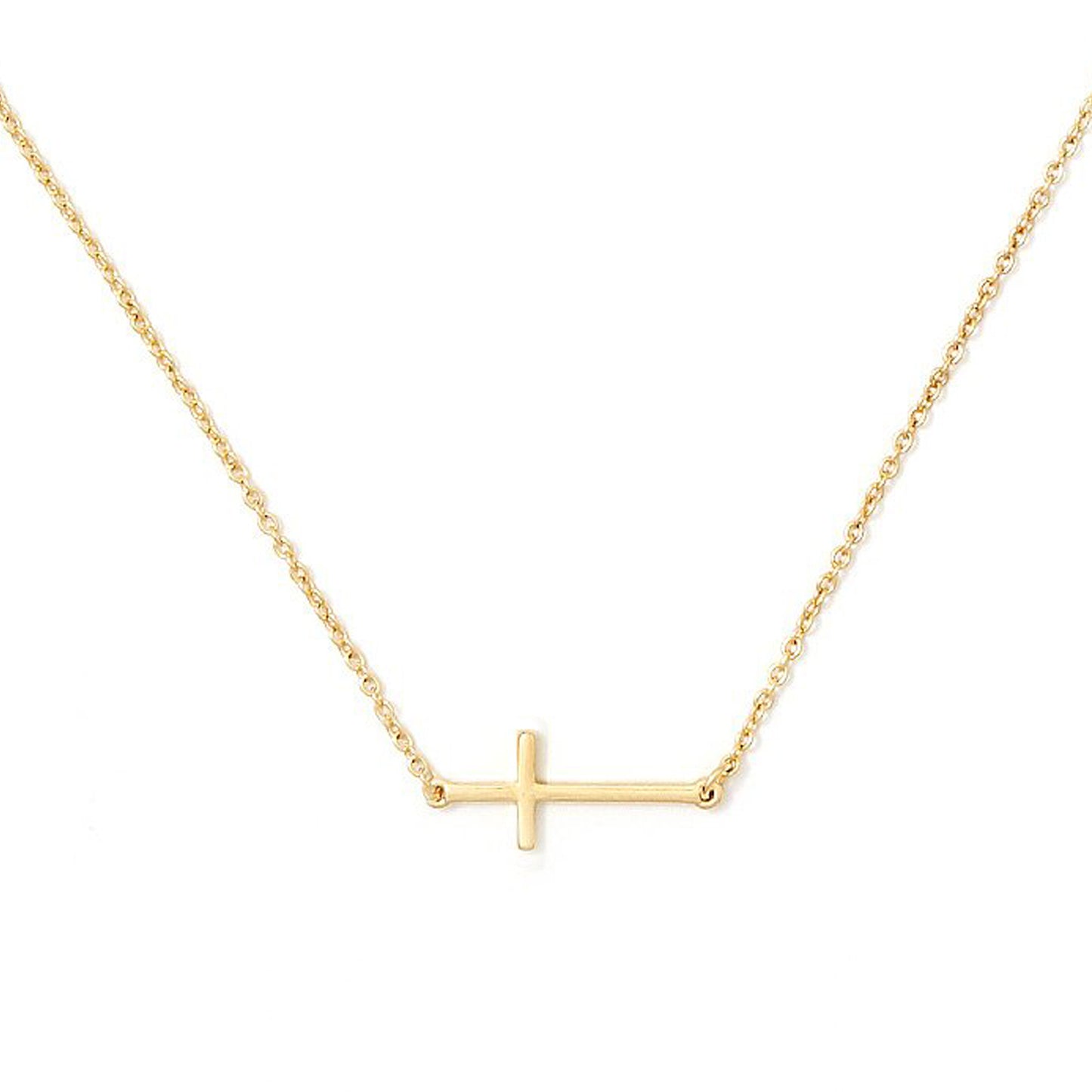 Gold Vermeil Horizontal Cross Necklace