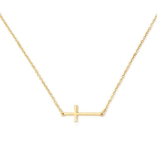 Gold Vermeil Horizontal Cross Necklace