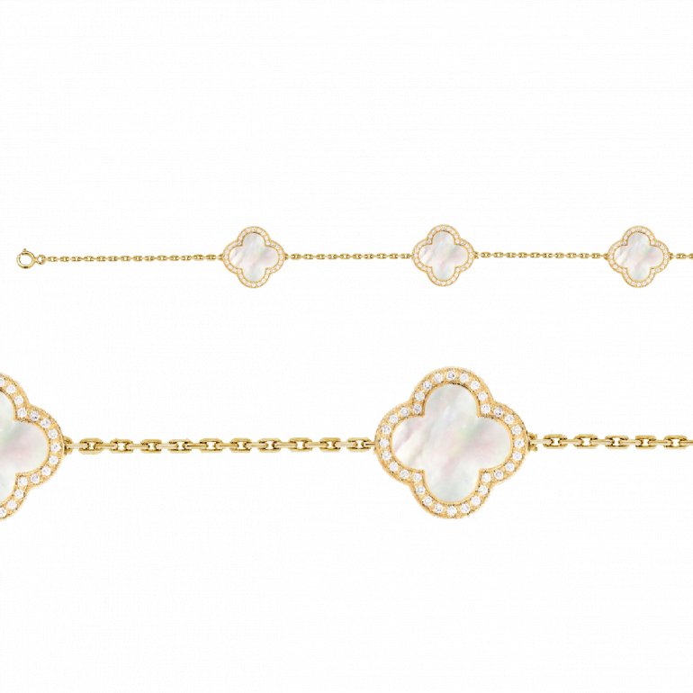 Gold Vermeil Fortuna CZ Mother of Pearl Bracelet