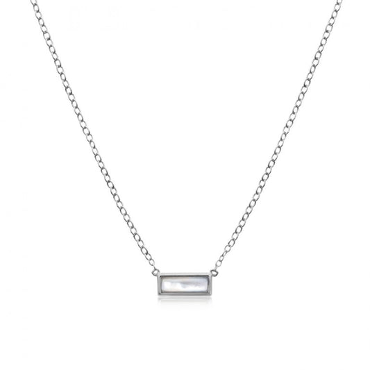 Sterling Silver Mother of Pearl Mini Bar Necklace