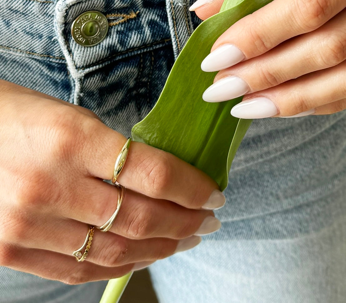 Gold Filled Stacking 'V' Ring w/ CZ