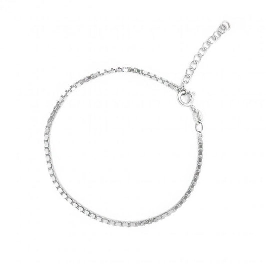 Sterling Silver Venetian Box Chain Bracelet 2MM