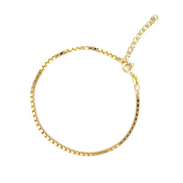 Gold Vermeil Venetian Box Chain Bracelet 2MM