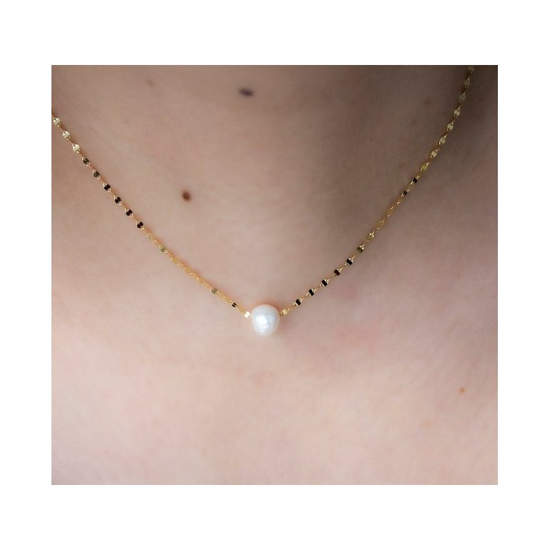 Gold Vermeil Buckle Chain With Pearl Necklace