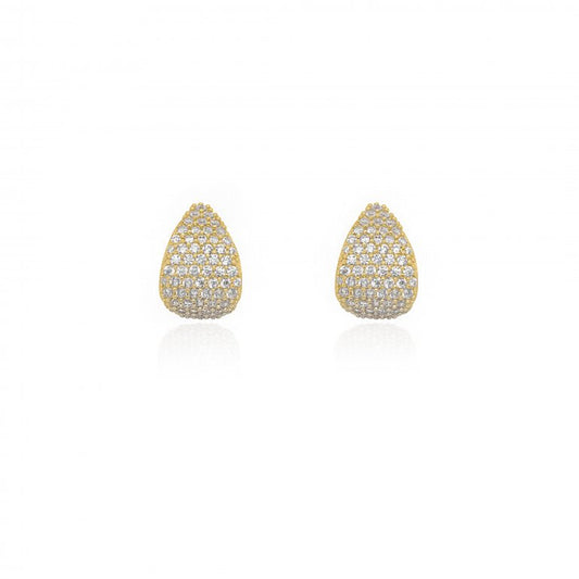 Gold Vermeil Chunky CZ Pave Tear Drop Stud Earrings