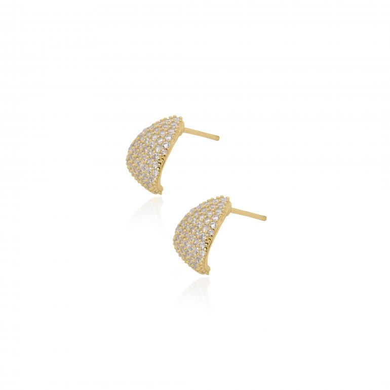 Gold Vermeil Chunky CZ Pave Tear Drop Stud Earrings