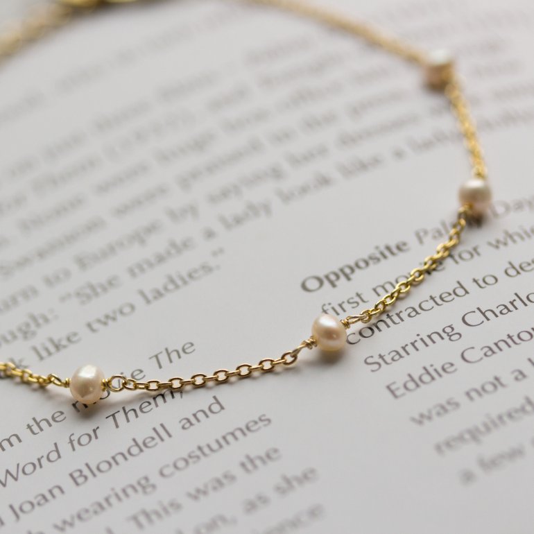 Gold Vermeil Dainty Pearl Bracelet