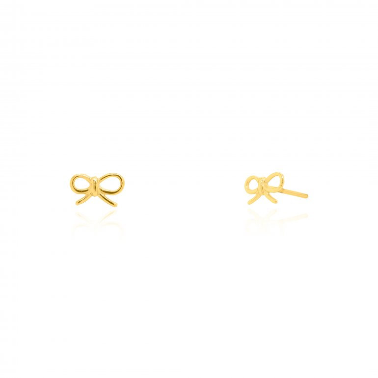 Gold Vermeil Dainty Ribbon Bow Earrings