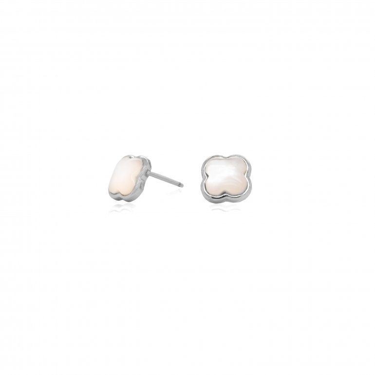 Sterling Silver Fortuna Stud Earrings with Mother of Pearl