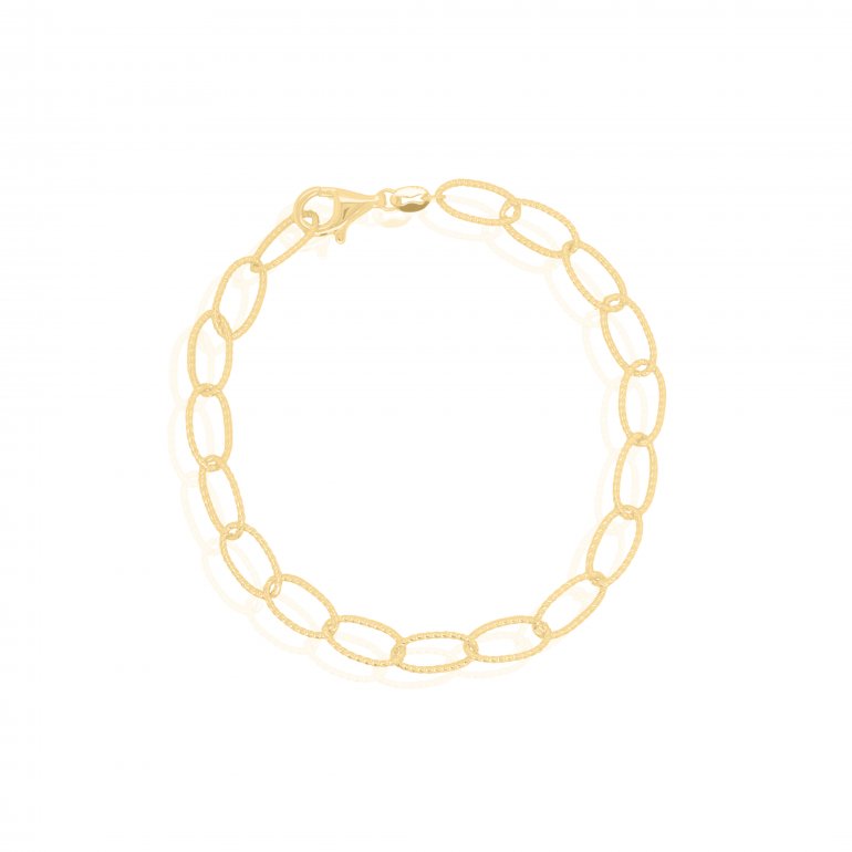 Gold Vermeil Diamond Cut Oval Link Bracelet