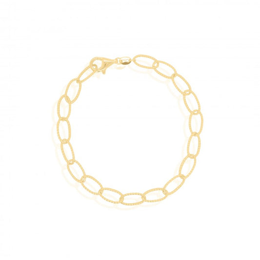 Gold Vermeil Diamond Cut Oval Link Bracelet