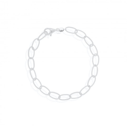 Sterling Silver Diamond Cut Oval Link Bracelet