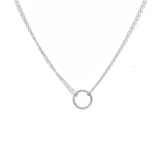 Sterling Silver Double Chain Circle Necklace