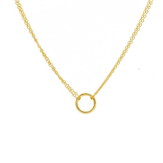 Gold Vermeil Double Chain Circle Necklace