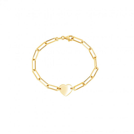 Gold Vermeil Heart Tag Paperclip Bracelet