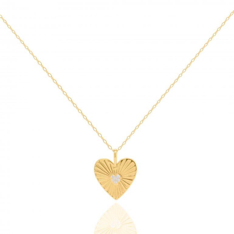 Gold Vermeil CZ Heart Charm Necklace