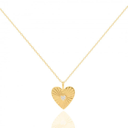 Gold Vermeil CZ Heart Charm Necklace