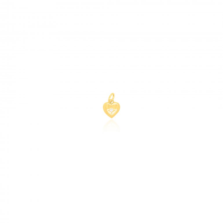 Gold Vermeil Dainty CZ Puffy Heart Charm