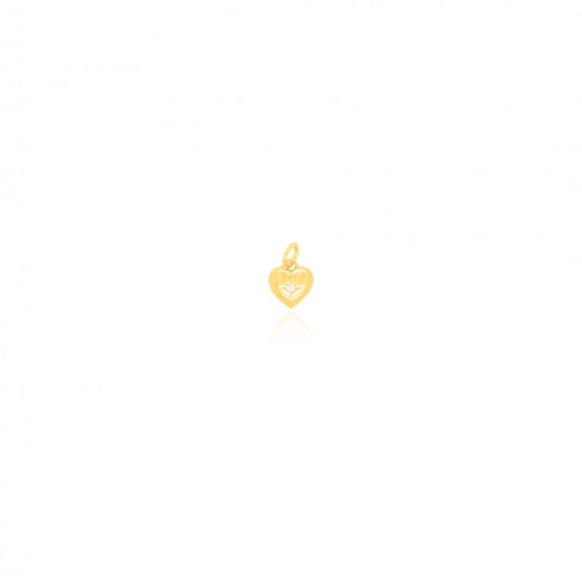 Gold Vermeil Dainty CZ Puffy Heart Charm