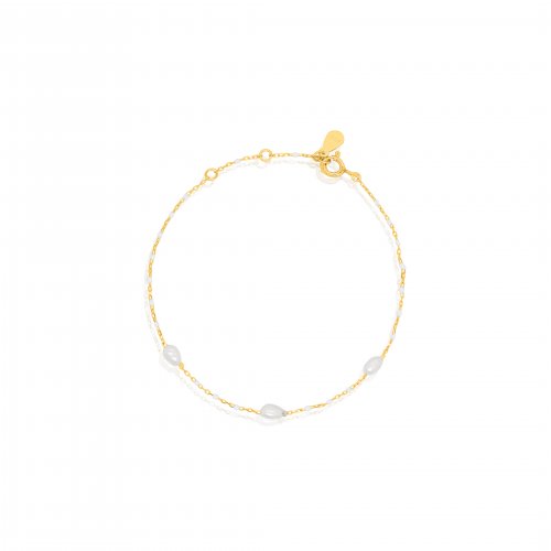 Gold Vermeil Pearl and Enamel Bracelet