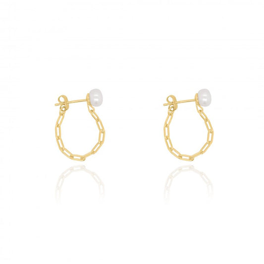 Gold Vermeil Pearl Paperclip Chain Earrings