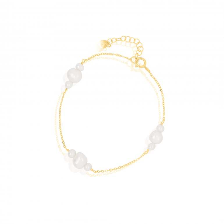 Gold Vermeil Trio Pearl Station Bracelet