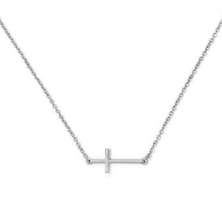 Sterling Silver Horizontal Cross Necklace